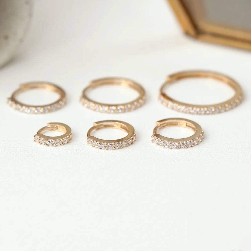 14k Gold Cubic Hoop Earring